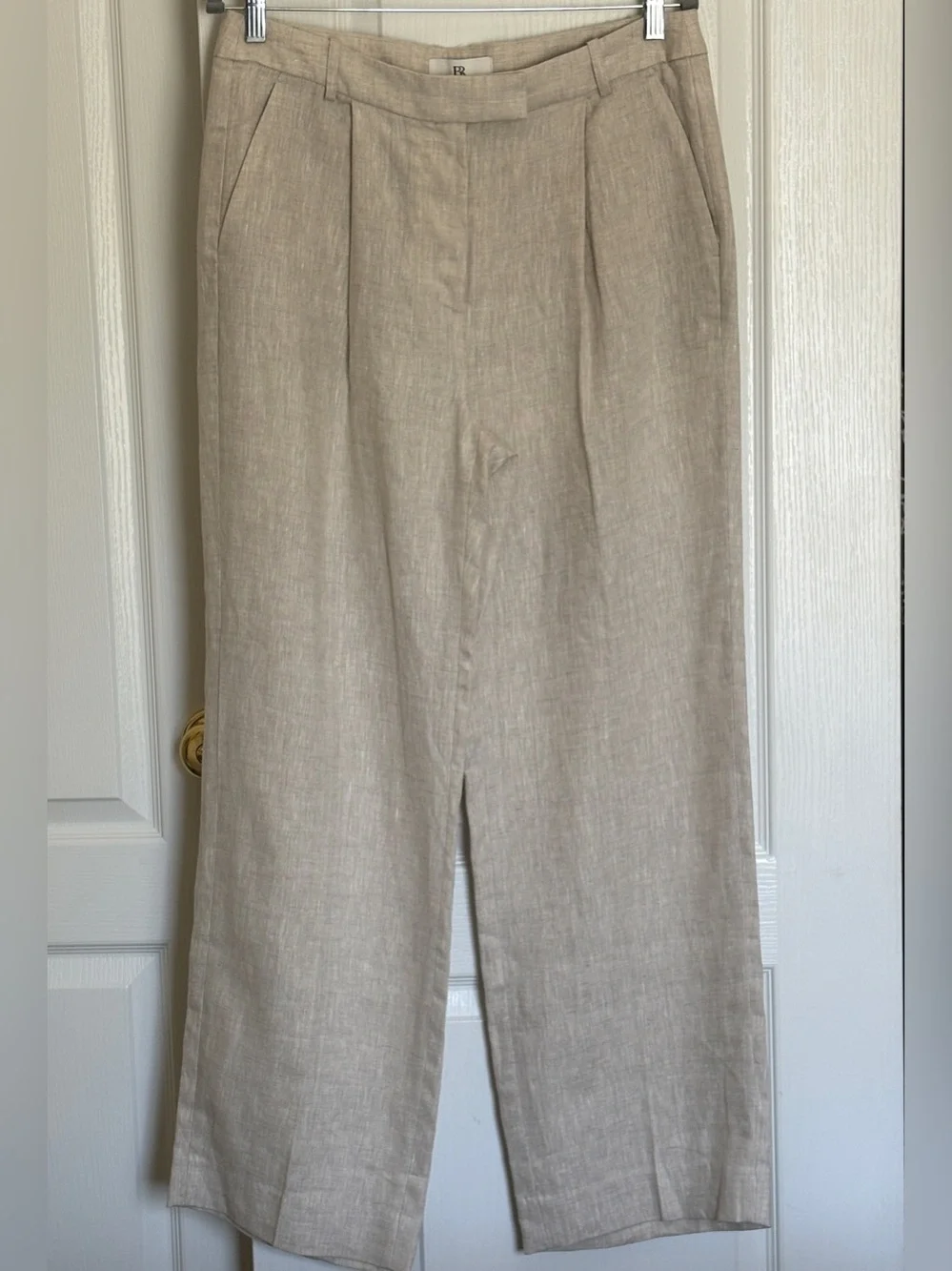 NWT Banana Republic 100% Linen Relaxed Straight Pants Natural Size 10